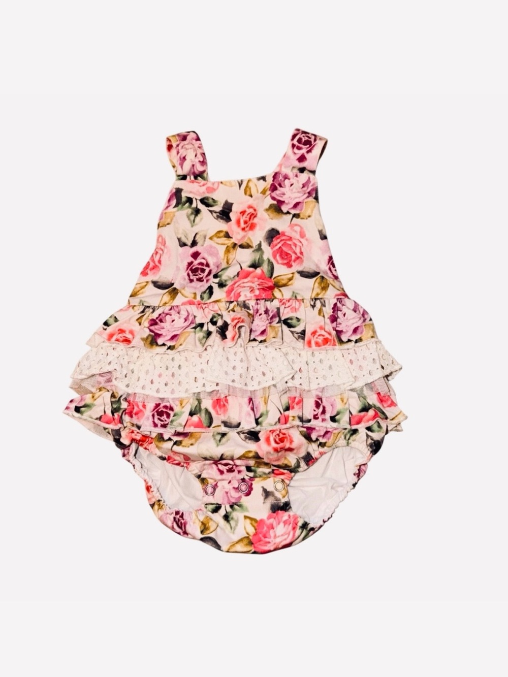 Rare Editions Floral Ruffle Bodysuit Size 0-3M